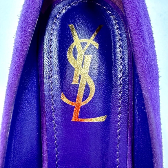 YSL Violet Suede Platform Pumps SZ 37 - Picture 14 of 16